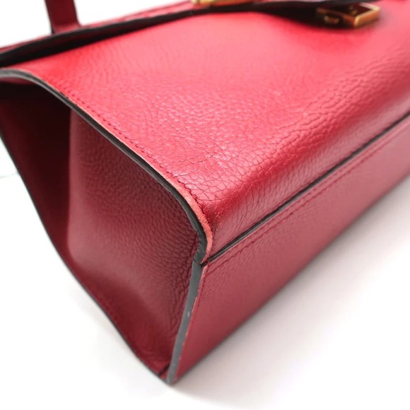 Gucci GG Marmont Small Top Handle Bag Red Grained Leather Crossbody - Picture 7 of 12